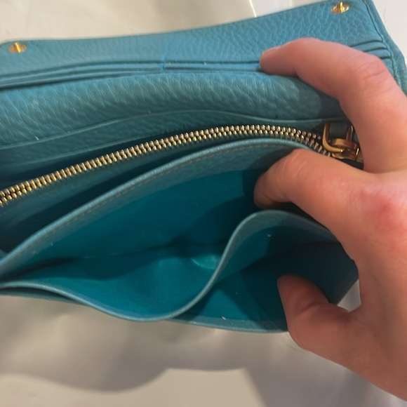 🔥🔥RARE Authentic Prada Vitello Daino Continental Wallet Turquoise - Picture 11 of 11